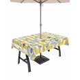 thumbnail image 1 of Outdoor Tablecloth with Umbrella Hole for Patio/Picnic/Party/Camping, Ocean Blue Conch Waterproof Table Cloth Rectangle Table Cover Washable, Summer Starfish Shells Farm Yellow Stripes (52"x 70"), 1 of 9