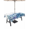 thumbnail image 1 of Outdoor Tablecloth with Umbrella Hole for Patio/Picnic/Party/Camping, Ocean Blue Octopus Waterproof Table Cloth Rectangle Table Cover Washable, Coastal Coral Beach Nautical Starfish (60"x 84"), 1 of 8