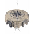 thumbnail image 1 of Outdoor Tablecloth with Umbrella Hole for Patio/Picnic/Party/Camping, Ocean Compass Waterproof Table Cloth Round Cover Washable, Vintage Coastal Starfish Shell Conch Beige (Dia 60"), 1 of 8