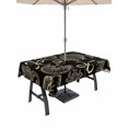 thumbnail image 1 of Outdoor Tablecloth with Umbrella Hole for Patio/Picnic/Party/Camping, Ocean Conch Shell Waterproof Table Cloth Rectangle Table Cover Washable, Black Coastal Seahorse Coral Yellow Bows (60"x 102"), 1 of 9