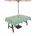 thumbnail image 1 of Outdoor Tablecloth with Umbrella Hole for Patio/Picnic/Party/Camping, Ocean Conch Shell Waterproof Table Cloth Rectangle Table Cover Washable, Coastal Seahorse Coral Bows Vintage Aqua (60"x 84"), 1 of 9