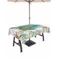 thumbnail image 1 of Outdoor Tablecloth with Umbrella Hole for Patio/Picnic/Party/Camping, Ocean Green Turtles Waterproof Table Cloth Rectangle Table Cover Washable, Coastal Starfish Seagrass Rustic Wooden (60"x 120"), 1 of 8