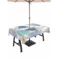 thumbnail image 1 of Outdoor Tablecloth with Umbrella Hole for Patio/Picnic/Party/Camping, Ocean Turtle Waterproof Table Cloth Rectangle Table Cover Washable, Nautical Sea Coral Conch Shells Watercolor (60"x 102"), 1 of 8