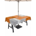 thumbnail image 1 of Outdoor Tablecloth with Umbrella Hole for Patio/Picnic/Party/Camping, Orange Abstract Waterproof Table Cloth Rectangle Table Cover Washable, Grey Geometric Oil Painting Vintage Gradient (60"x 102"), 1 of 8