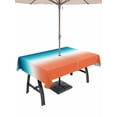 thumbnail image 1 of Outdoor Tablecloth with Umbrella Hole for Patio/Picnic/Party/Camping, Orange Blue Teal Ombre Waterproof Table Cloth Rectangle Table Cover Washable, Contemporary Abstract Gradient (54"x 80"), 1 of 8