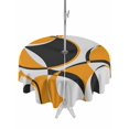 thumbnail image 1 of Outdoor Tablecloth with Umbrella Hole for Patio/Picnic/Party/Camping, Orange Geometric Waterproof Table Cloth Round Cover Washable, Modern Abstract Lines Textured (Dia 60"), 1 of 8