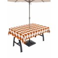 thumbnail image 1 of Outdoor Tablecloth with Umbrella Hole for Patio/Picnic/Party/Camping, Orange Plaid Waterproof Table Cloth Rectangle Table Cover Washable, Modern Minimalist Geometric Gingham Checkered (60"x 102"), 1 of 8