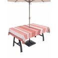 thumbnail image 1 of Outdoor Tablecloth with Umbrella Hole for Patio/Picnic/Party/Camping, Orange Red Stripe Waterproof Table Cloth Rectangle Table Cover Washable, Summer Country Polka Dot Wooden Grain (52"x 70"), 1 of 9