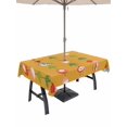 thumbnail image 1 of Outdoor Tablecloth with Umbrella Hole for Patio/Picnic/Party/Camping, Orange Spring Floral Waterproof Table Cloth Rectangle Table Cover Washable, Green Botanical Summer Flower Birds (60"x 102"), 1 of 8