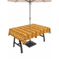 thumbnail image 1 of Outdoor Tablecloth with Umbrella Hole for Patio/Picnic/Party/Camping, Orange Spring Leaves Waterproof Table Cloth Rectangle Table Cover Washable, Pastoral Botanical Striped Flowers (52"x 70"), 1 of 8