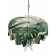 thumbnail image 1 of Outdoor Tablecloth with Umbrella Hole for Patio/Picnic/Party/Camping, Palm Leaves Tropical Waterproof Table Cloth Round Cover Washable, Green Botanical Summer Linen (Dia 54"), 1 of 8