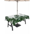 thumbnail image 1 of Outdoor Tablecloth with Umbrella Hole for Patio/Picnic/Party/Camping, Palm Leaves Waterproof Table Cloth Rectangle Table Cover Washable, Tropical Botanical Leaf Summer Wooden Gray (54"x 80"), 1 of 8