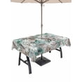 thumbnail image 1 of Outdoor Tablecloth with Umbrella Hole for Patio/Picnic/Party/Camping, Palm Leaves Waterproof Table Cloth Rectangle Table Cover Washable, Turquoise Tropical Leaf Botanical Retro Spring (54"x 80"), 1 of 8