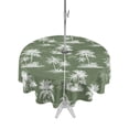 thumbnail image 1 of Outdoor Tablecloth with Umbrella Hole for Patio/Picnic/Party/Camping, Palm Trees Waterproof Table Cloth Round Cover Washable, Tropical Summer Tropical Botanical Sage Green (Dia 54"), 1 of 9