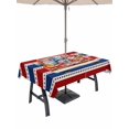 thumbnail image 1 of Outdoor Tablecloth with Umbrella Hole for Patio/Picnic/Party/Camping, Patriotic Gnomes Waterproof Table Cloth Rectangle Table Cover Washable, Independence Vintage Blue Red Striped (54"x 80"), 1 of 9