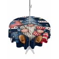 thumbnail image 1 of Outdoor Tablecloth with Umbrella Hole for Patio/Picnic/Party/Camping, Patriotic Gnomes Waterproof Table Cloth Round Cover Washable, Independence 250 Memorial Navy Striped (Dia 54"), 1 of 9
