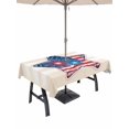 thumbnail image 1 of Outdoor Tablecloth with Umbrella Hole for Patio/Picnic/Party/Camping, Patriotic USA Flag Waterproof Table Cloth Rectangle Table Cover Washable, Independence Day Firework Cream Striped (52"x 70"), 1 of 9