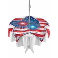 thumbnail image 1 of Outdoor Tablecloth with Umbrella Hole for Patio/Picnic/Party/Camping, Patriotic USA Flag Waterproof Table Cloth Round Cover Washable, Independence Day Firework Red Striped (Dia 54"), 1 of 9