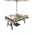 thumbnail image 1 of Outdoor Tablecloth with Umbrella Hole for Patio/Picnic/Party/Camping, Pig Sunflowers Waterproof Table Cloth Rectangle Table Cover Washable, Yellow Floral Black White Checkered Rustic (60"x 84"), 1 of 8