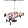 thumbnail image 1 of Outdoor Tablecloth with Umbrella Hole for Patio/Picnic/Party/Camping, Pink Children's Day Waterproof Table Cloth Rectangle Table Cover Washable, Car Tree Stars Modern Abstract Art Cartoon (60"x 120"), 1 of 8