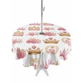 thumbnail image 1 of Outdoor Tablecloth with Umbrella Hole for Patio/Picnic/Party/Camping, Pink Floral Crown Waterproof Table Cloth Round Cover Washable, Spring Floral Roses Elegant Farmhouse (Dia 60"), 1 of 8