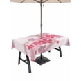thumbnail image 1 of Outdoor Tablecloth with Umbrella Hole for Patio/Picnic/Party/Camping, Pink Floral Waterproof Table Cloth Rectangle Table Cover Washable, Modern Abstract Art Flowers Aesthetic (52"x 70"), 1 of 9