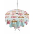 thumbnail image 1 of Outdoor Tablecloth with Umbrella Hole for Patio/Picnic/Party/Camping, Pink Flowers Crown Waterproof Table Cloth Round Cover Washable, Spring Floral Roses Romantic Elegant (Dia 54"), 1 of 8