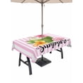 thumbnail image 1 of Outdoor Tablecloth with Umbrella Hole for Patio/Picnic/Party/Camping, Pink Flowers Waterproof Table Cloth Rectangle Table Cover Washable, Spring Floral Summer Botanical Striped Farmhouse (52"x 70"), 1 of 8
