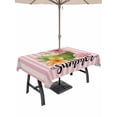 thumbnail image 1 of Outdoor Tablecloth with Umbrella Hole for Patio/Picnic/Party/Camping, Pink Flowers Waterproof Table Cloth Rectangle Table Cover Washable, Spring Floral Summer Botanical Striped Vintage Art (52"x 70"), 1 of 8