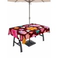 thumbnail image 1 of Outdoor Tablecloth with Umbrella Hole for Patio/Picnic/Party/Camping, Pink Flowers Waterproof Table Cloth Rectangle Table Cover Washable, Spring Watercolor Love Heart Floral Brown (60"x 120"), 1 of 9