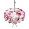 thumbnail image 1 of Outdoor Tablecloth with Umbrella Hole for Patio/Picnic/Party/Camping, Pink Flowers Waterproof Table Cloth Round Cover Washable, Spring Botanical Budding Floral Branches (Dia 54"), 1 of 8