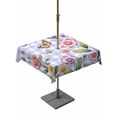 thumbnail image 1 of Outdoor Tablecloth with Umbrella Hole for Patio/Picnic/Party/Camping, Pink Flowers Waterproof Table Cloth Square Cover Washable, Spring Floral Butterfly Leaves Plants Blue Plaid (54"x 54"), 1 of 8