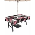 thumbnail image 1 of Outdoor Tablecloth with Umbrella Hole for Patio/Picnic/Party/Camping, Pink Grey Abstract Waterproof Table Cloth Rectangle Table Cover Washable, Modern Geometric Ombre Artwork (60"x 102"), 1 of 8