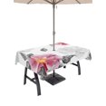 thumbnail image 1 of Outdoor Tablecloth with Umbrella Hole for Patio/Picnic/Party/Camping, Pink Grey Floral Waterproof Table Cloth Rectangle Table Cover Washable, Botanical Leaves Spring Chic Flower (52"x 70"), 1 of 9