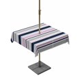 thumbnail image 1 of Outdoor Tablecloth with Umbrella Hole for Patio/Picnic/Party/Camping, Pink Grey Striped Waterproof Table Cloth Square Cover Washable, Farmhouse Stripes Modern Abstract Art (60"x 60"), 1 of 8