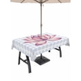 thumbnail image 1 of Outdoor Tablecloth with Umbrella Hole for Patio/Picnic/Party/Camping, Pink Lotus Flowers Waterproof Table Cloth Rectangle Table Cover Washable, Classic Love Heart Leaves Blue (60"x 102"), 1 of 9