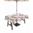 thumbnail image 1 of Outdoor Tablecloth with Umbrella Hole for Patio/Picnic/Party/Camping, Pink Magnolia Waterproof Table Cloth Rectangle Table Cover Washable, Country Botanical Blooms Floral Wooden Grain (60"x 102"), 1 of 9
