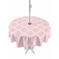 thumbnail image 1 of Outdoor Tablecloth with Umbrella Hole for Patio/Picnic/Party/Camping, Pink Morocco Waterproof Table Cloth Round Cover Washable, Geometric Moroccan National Abstract Art (Dia 54"), 1 of 8