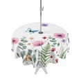 thumbnail image 1 of Outdoor Tablecloth with Umbrella Hole for Patio/Picnic/Party/Camping, Pink Poppy Farmhouse Waterproof Table Cloth Round Cover Washable, Spring Summer Botanical Butterflies (Dia 60"), 1 of 9