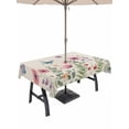 thumbnail image 1 of Outdoor Tablecloth with Umbrella Hole for Patio/Picnic/Party/Camping, Pink Poppy Rustic Waterproof Table Cloth Rectangle Table Cover Washable, Spring Summer Botanical Butterflies (54"x 80"), 1 of 9