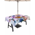 thumbnail image 1 of Outdoor Tablecloth with Umbrella Hole for Patio/Picnic/Party/Camping, Pink Purple Hummingbird Waterproof Table Cloth Rectangle Table Cover Washable, Spring Oil Painting Sunflowers (60"x 120"), 1 of 8