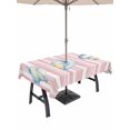 thumbnail image 1 of Outdoor Tablecloth with Umbrella Hole for Patio/Picnic/Party/Camping, Pink Shell Coastal Waterproof Table Cloth Rectangle Table Cover Washable, Summer Beach Conch Ocean Striped (54"x 80"), 1 of 9