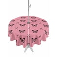 thumbnail image 1 of Outdoor Tablecloth with Umbrella Hole for Patio/Picnic/Party/Camping, Pink Spring Butterfly Waterproof Table Cloth Round Cover Washable, Black Bow Knot (Dia 54"), 1 of 8