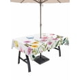 thumbnail image 1 of Outdoor Tablecloth with Umbrella Hole for Patio/Picnic/Party/Camping, Pink Spring Floral Waterproof Table Cloth Rectangle Table Cover Washable, Butterfly Elegant Pastoral (60"x 120"), 1 of 9