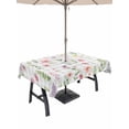 thumbnail image 1 of Outdoor Tablecloth with Umbrella Hole for Patio/Picnic/Party/Camping, Pink Spring Floral Waterproof Table Cloth Rectangle Table Cover Washable, Flowers Botanical Elegant Grey Checkered (60"x 84"), 1 of 8
