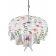 thumbnail image 1 of Outdoor Tablecloth with Umbrella Hole for Patio/Picnic/Party/Camping, Pink Spring Floral Waterproof Table Cloth Round Cover Washable, Flowers Botanical Elegant Grey Checkered (Dia 54"), 1 of 8