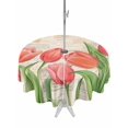 thumbnail image 1 of Outdoor Tablecloth with Umbrella Hole for Patio/Picnic/Party/Camping, Pink Tulip Waterproof Table Cloth Round Cover Washable, Spring Floral Summer Botanical Vintage (Dia 60"), 1 of 9