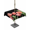 thumbnail image 1 of Outdoor Tablecloth with Umbrella Hole for Patio/Picnic/Party/Camping, Pink Tulip Waterproof Table Cloth Square Cover Washable, Spring Floral Summer Botanical Black (60"x 60"), 1 of 9