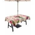 thumbnail image 1 of Outdoor Tablecloth with Umbrella Hole for Patio/Picnic/Party/Camping, Pink Tulips Waterproof Table Cloth Rectangle Table Cover Washable, Rustic Floral Flowers Petals Brown (52"x 70"), 1 of 9