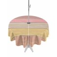 thumbnail image 1 of Outdoor Tablecloth with Umbrella Hole for Patio/Picnic/Party/Camping, Pink Wooden Grain Waterproof Table Cloth Round Cover Washable, Vintage Chic Geometric Ombre Brown (Dia 54"), 1 of 8